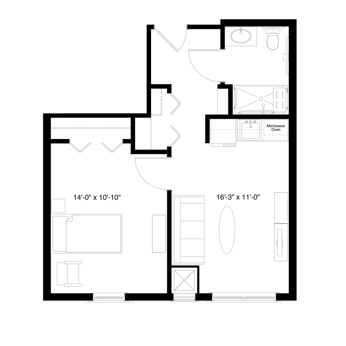 AL 1 Bedroom Floor Plan